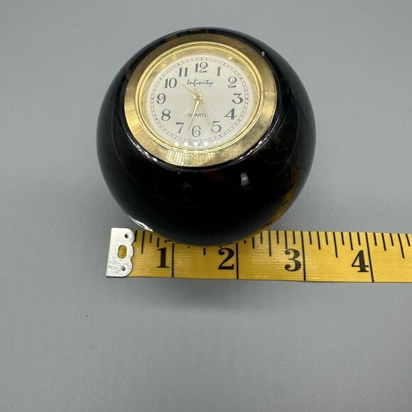 Marble Ball Desk Clock Infinity Japan Movt Paperweight Black/Brown - Picture 8 of 9